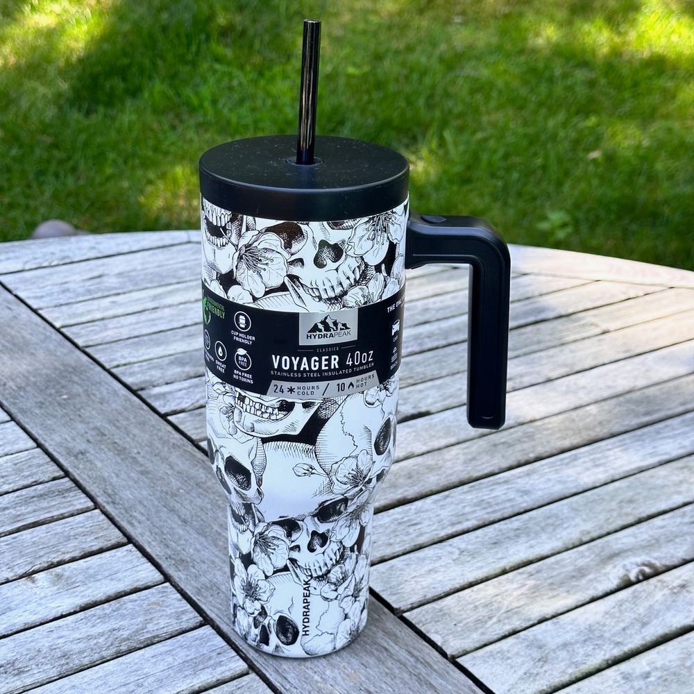 Hydrapeak Voyager 40oz Tumbler Skull Floral Stainless Steel Insulated Travel Mug - Picture 11 of 11